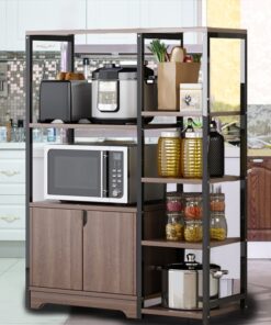 Kệ để lò vi sóng khung sắt có tủ gỗ GHTop-5117