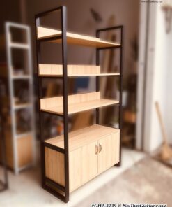 Kệ khung sắt mặt gỗ có tủ SGH-1485