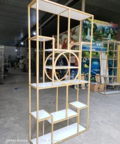 Alternative view of Kệ trang trí khung sắt mặt gỗ SGH-1481