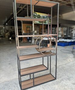 Kệ trang trí khung sắt mặt gỗ GHS-10606 14 Ke trang tri khung sat mat go GHS 10606 2