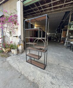 Kệ trang trí khung sắt mặt gỗ GHS-10606 12 Ke trang tri khung sat mat go GHS 10606 4