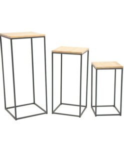 Bộ 3 kệ để chậu hoa khung chân sắt mặt gỗ SGH-1937