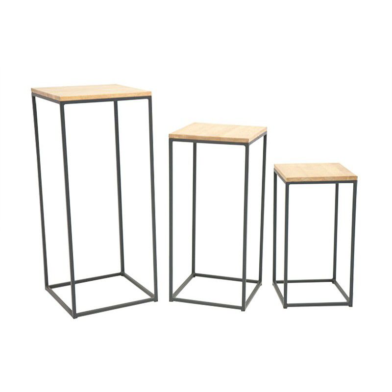 Bộ 3 kệ để chậu hoa khung chân sắt mặt gỗ SGH-1937 3 Bộ 3 kệ để chậu hoa khung chân sắt mặt gỗ SGH-1937