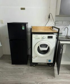 Alternative view of Kệ máy giặt đơn giản gỗ cao su khung sắt SGH-2566